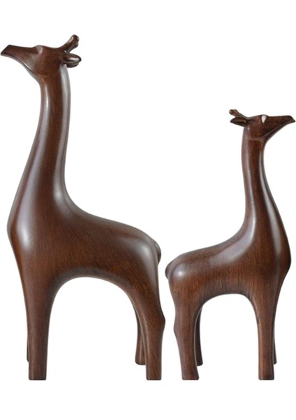 2x Geyik Heykeli Figürinler Feng Hayvan Kitap Masaüstü Dekorasyon Kahverengi (Yurt Dışından)
