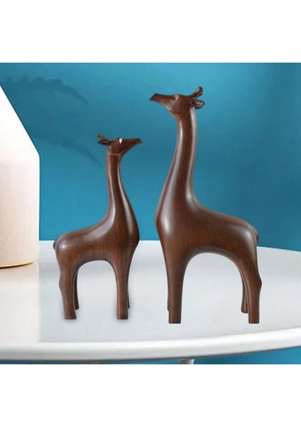 2x Geyik Heykeli Figürinler Feng Hayvan Kitap Masaüstü Dekorasyon Kahverengi (Yurt Dışından) modelleri