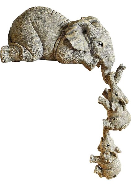 Sevimli Fil Heykel Reçine Oyma Hayvan Heykeli Heykel Raf Gri (Yurt Dışından)