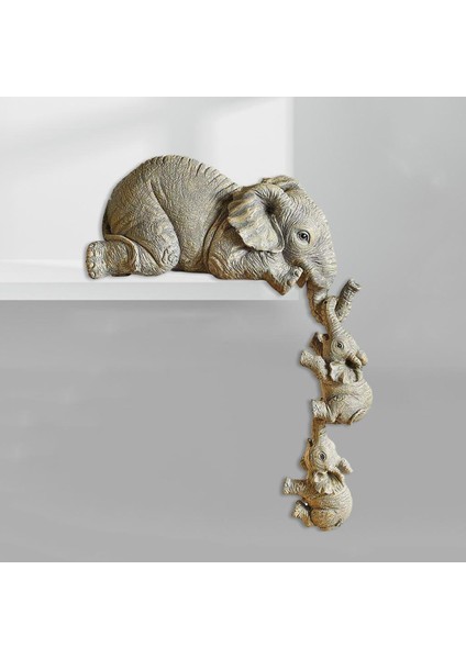 Sevimli Fil Heykel Reçine Oyma Hayvan Heykeli Heykel Raf Gri (Yurt Dışından) fiyatları