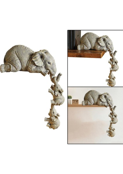 Sevimli Fil Heykel Reçine Oyma Hayvan Heykeli Heykel Raf Gri (Yurt Dışından) indirimleri