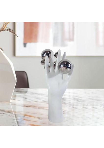 Masa Üstü Reçine Beyaz El ile Gümüş Toplar Süslemeler Soyut Sanat Basit L 12X11X27CM (Yurt Dışından) indirimleri