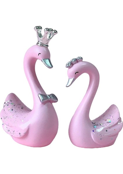 3D Minyatür Swan Heykeli Heykelcik Heykeli Yenilik Dekorasyonu Büyük Pembe (Yurt Dışından)