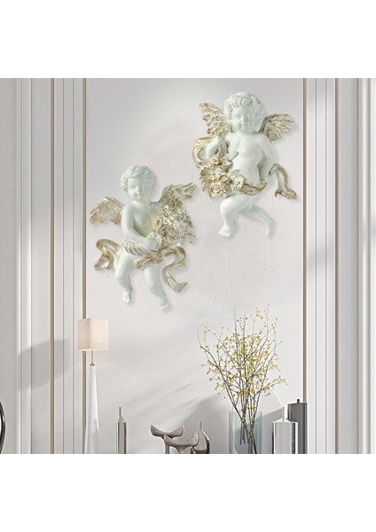2pcs Angel Heykel Figürinleri Cherub Duvar Heykel Kanatları Dekor B Için Dekoratif (Yurt Dışından) indirimleri