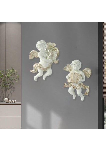 2x Ngel Heykel Figürinleri Cherub Duvar Heykel Reçine El Sanatları Oturma Odası A (Yurt Dışından) fiyatları