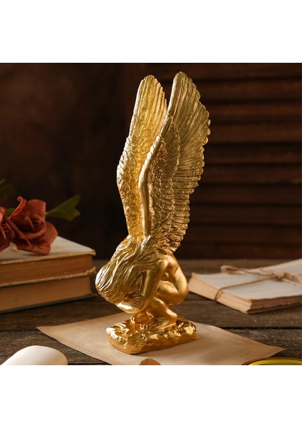 Reçine Altın Melek Ev Dekoru Anıt Heykel Kanat Bahçesi Hediye Sundurma Awn Bahçe L (Yurt Dışından) modelleri