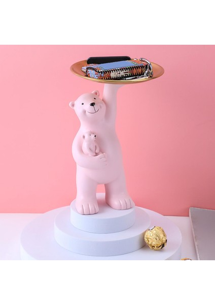 Loviver Ebeveyn-Çocuk Ayı Figürin Anahtar Depolama Tepsisi Tutucu Ev Sundurma Dekor Hediye Pembe (Yurt Dışından)