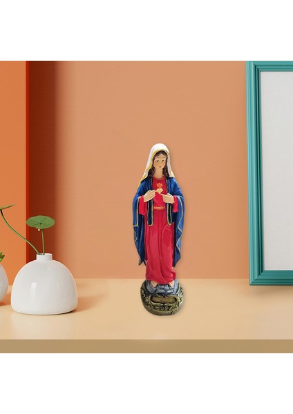 Virgin Mary Heykel Figürin Koleksiyonu Kilise Masası Dekorasyon Mavi Kırmızı (Yurt Dışından) modelleri