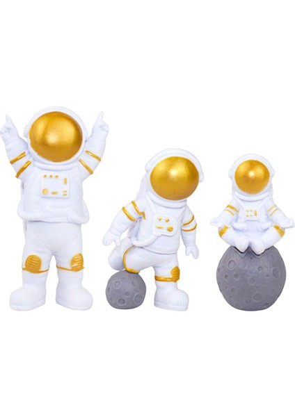 3pcs Astronot Heykeli Koleksiyon Astronot Modeli Masa Otel Çocukları Hediyeler Altın (Yurt Dışından)