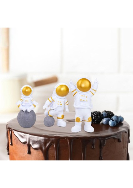 3pcs Astronot Heykeli Koleksiyon Astronot Modeli Masa Otel Çocukları Hediyeler Altın (Yurt Dışından)