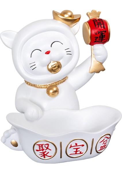 Şanslı Kedi Figürinler Şeker Yemeği Atıştırmalık Saklama Kutusu Anahtarlar Depolama Dekorasyon Beyaz (Yurt Dışından) fiyatları