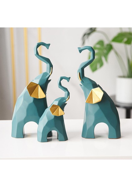 3 Fil Heykeli Set Koleksiyon Aksesuar El Sanatları Yatak Odası Green Için Modern (Yurt Dışından) fırsatları