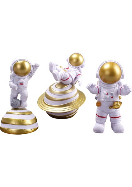 3pcs Sevimli Astronot Heykeli Uzaycı Raf Için Figürin Şömine Altın (Yurt Dışından) fiyatları