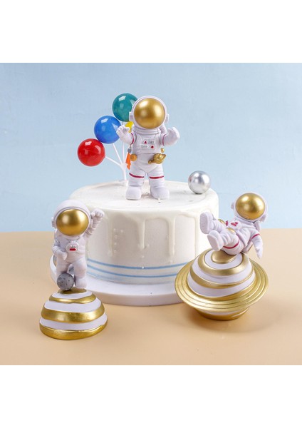 3pcs Sevimli Astronot Heykeli Uzaycı Raf Için Figürin Şömine Altın (Yurt Dışından) fırsatları