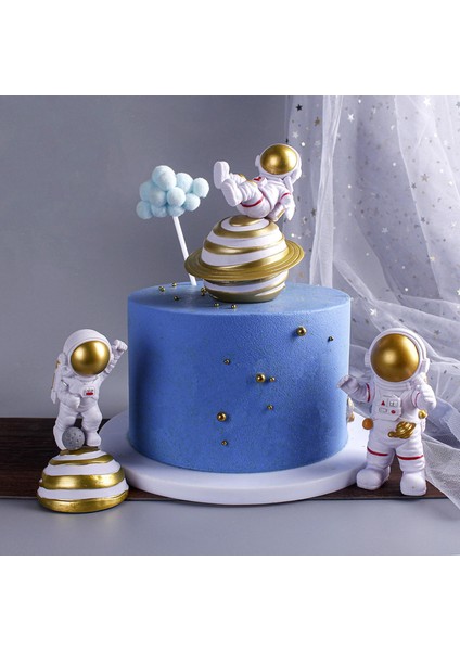 3pcs Sevimli Astronot Heykeli Uzaycı Raf Için Figürin Şömine Altın (Yurt Dışından) indirimleri
