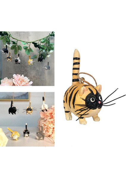 Sevimli Reçine Kedi Heykelcik Asılı Süs Minyatür Hayvan Heykel Dekor Siyah Altın (Yurt Dışından) fırsatları