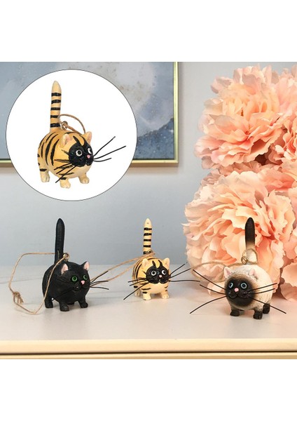 Sevimli Reçine Kedi Heykelcik Asılı Süs Minyatür Hayvan Heykel Dekor Siyah Altın (Yurt Dışından) indirimleri