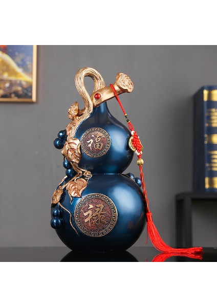 Çin Feng Shui Pirinç Kabak Hu Lu Para Süsleri El Sanatları Koyu Mavi (Yurt Dışından) fırsatları