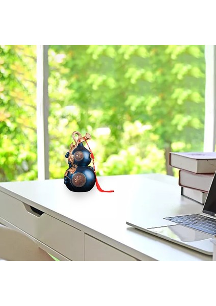 Çin Feng Shui Pirinç Kabak Hu Lu Para Süsleri El Sanatları Koyu Mavi (Yurt Dışından) indirimleri
