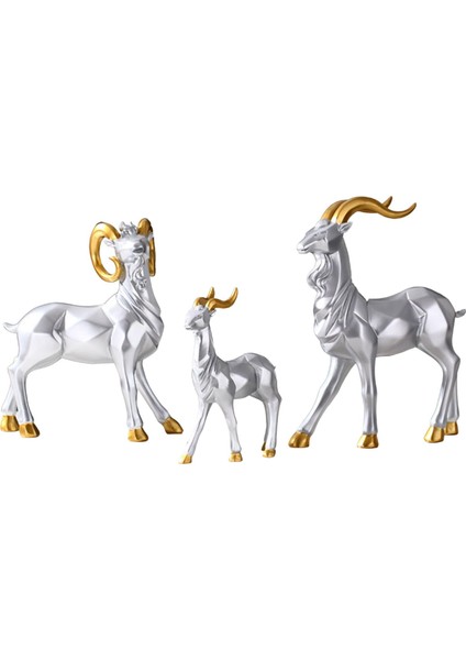 3 Adet Keçi Heykelleri Heykelcik Hayvan Modeli Koyun Heykeli Oturma Odası Hediyesi Gümüş (Yurt Dışından) fiyatları
