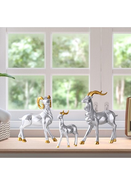 3 Adet Keçi Heykelleri Heykelcik Hayvan Modeli Koyun Heykeli Oturma Odası Hediyesi Gümüş (Yurt Dışından) indirimleri