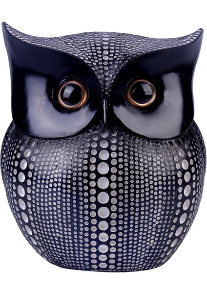 Piggy Bank Baykuş Şeklinde Sanat Dekabesi El Sanatları Para Kutusu Aksesuarları Heykeli Siyah (Yurt Dışından)