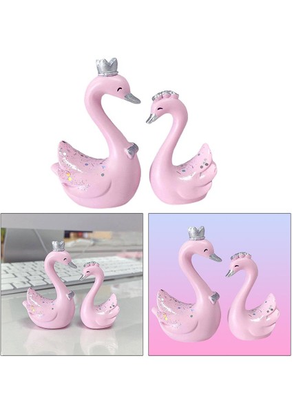 3D Reçine Taç Kuğu Ayakta Duran Heykel Figürinler Heykel Araba Gösterge Paneli Dekor (Yurt Dışından)