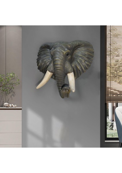 Reçine Fil Duvar Heykel Dekor Zarif Görünüm Ince Işçilik Çamur Renk Fil (Yurt Dışından)