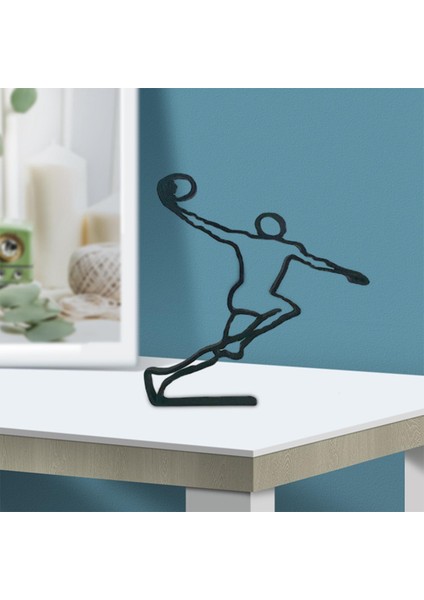 Zarif Atlet Hattı Heykel Teli Sanat Mutfak Masası Basketbol Için Heykelcik Silüet 20CMX15CMX1.5CM (Yurt Dışından) indirimleri