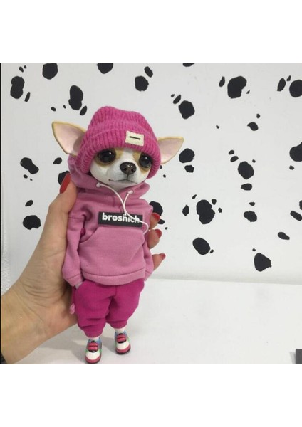 Reçine Köpek Heykeli Masaüstü Evcil Hayvan Aksesuarları Masa Pembe Kazak (Yurt Dışından) modelleri