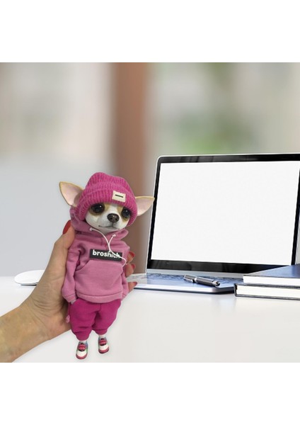 Reçine Köpek Heykeli Masaüstü Evcil Hayvan Aksesuarları Masa Pembe Kazak (Yurt Dışından) fırsatları