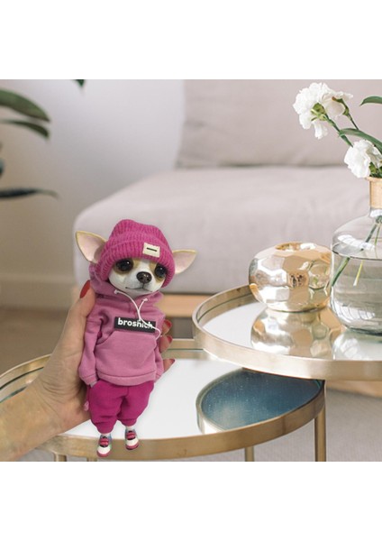 Reçine Köpek Heykeli Masaüstü Evcil Hayvan Aksesuarları Masa Pembe Kazak (Yurt Dışından) indirimleri