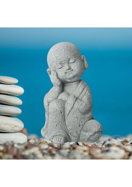 Minyatür Buda Monk Heykeli Figürinler Ev Dekoru Heykelleri Için Tek El Yüzünde (Yurt Dışından) indirimleri