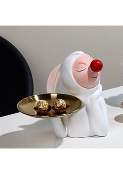 Reçine Kırmızı Burun Tavşan Figürin Depolama Tepsisi Takı Oturma Odası Dekor Yuvarlak (Yurt Dışından) modelleri