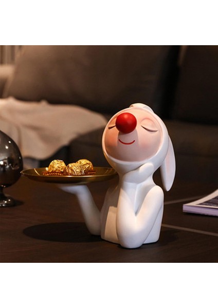 Reçine Kırmızı Burun Tavşan Figürin Depolama Tepsisi Takı Oturma Odası Dekor Yuvarlak (Yurt Dışından) fırsatları