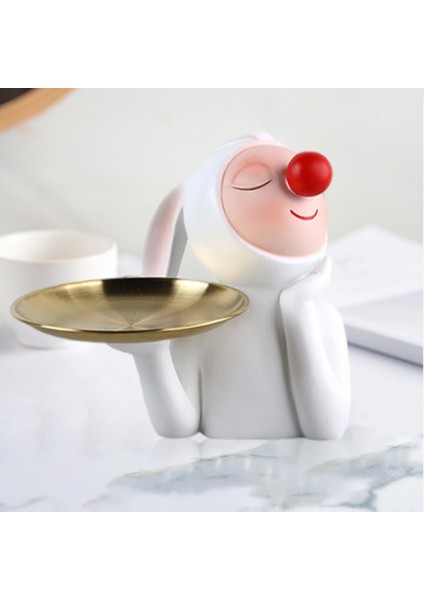 Reçine Kırmızı Burun Tavşan Figürin Depolama Tepsisi Takı Oturma Odası Dekor Yuvarlak (Yurt Dışından) indirimleri