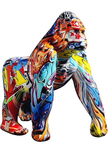 Nordic Boyalı Graffiti Renkli Goril Goril Heykel Heykeli Masaüstü Reçine Ofisi (Yurt Dışından)