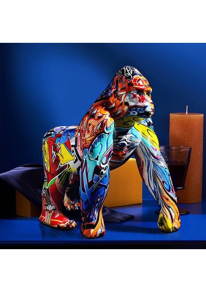 Nordic Boyalı Graffiti Renkli Goril Goril Heykel Heykeli Masaüstü Reçine Ofisi (Yurt Dışından) fiyatları