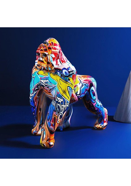 Nordic Boyalı Graffiti Renkli Goril Goril Heykel Heykeli Masaüstü Reçine Ofisi (Yurt Dışından) modelleri