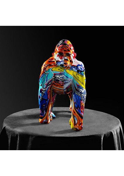 Nordic Boyalı Graffiti Renkli Goril Goril Heykel Heykeli Masaüstü Reçine Ofisi (Yurt Dışından) fırsatları