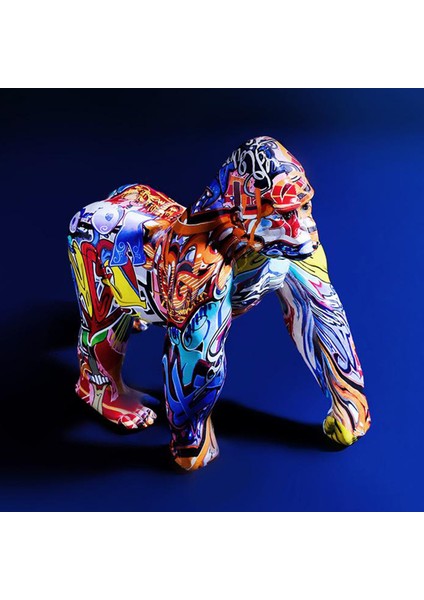 Nordic Boyalı Graffiti Renkli Goril Goril Heykel Heykeli Masaüstü Reçine Ofisi (Yurt Dışından) indirimleri