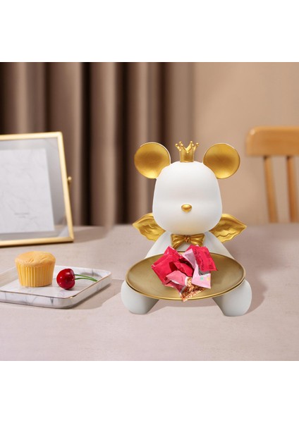 Ayı Heykel Depolama Tepsisi Dekor Masaüstü Heykelcik Duran Heykel Süs Beyaz (Yurt Dışından) indirimleri