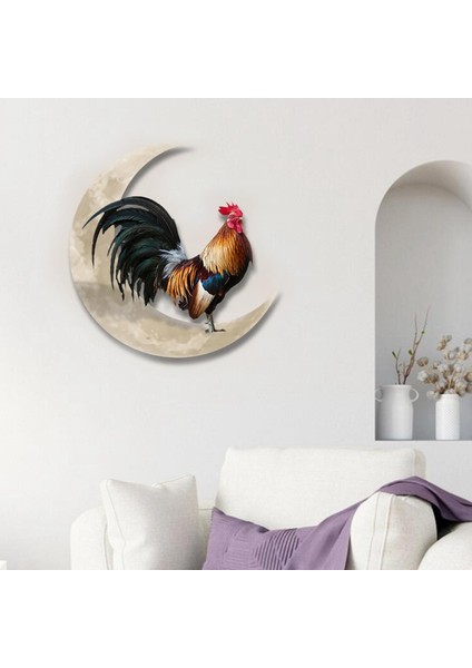 Rooster Moon Metal Duvar Sanat Sanat Heykel Banyo Ofis Bahçesi 30CM Için (Yurt Dışından) fırsatları