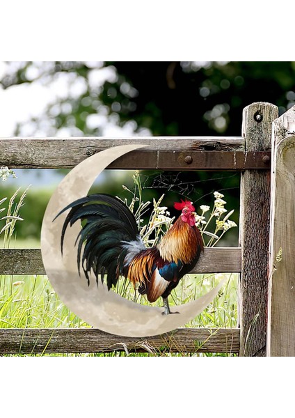 Rooster Moon Metal Duvar Sanat Sanat Heykel Banyo Ofis Bahçesi 30CM Için (Yurt Dışından) indirimleri