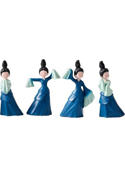 Reçine Lady Dancer Heykeli Antik Kadın Raf Dekoru Için Dans Bebek 2x Büyük 2x Küçük (Yurt Dışından)