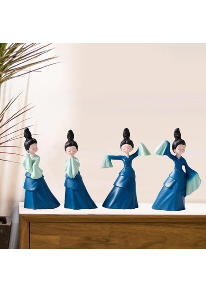 Reçine Lady Dancer Heykeli Antik Kadın Raf Dekoru Için Dans Bebek 2x Büyük 2x Küçük (Yurt Dışından) modelleri