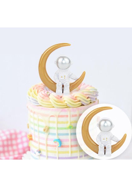 Astronot Heykeli Kek Dekorasyon Hediyeleri Çocuklar Için Yetişkinler Dekorasyon Masaüstü Altın Ay (Yurt Dışından) modelleri