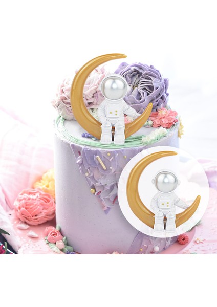 Astronot Heykeli Kek Dekorasyon Hediyeleri Çocuklar Için Yetişkinler Dekorasyon Masaüstü Altın Ay (Yurt Dışından) indirimleri