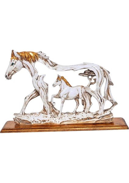Modern Daimi Horse Statue Sanat Heykeli Ev Masa Dekorasyonları Sanat Beyaz 16X6X13CM (Yurt Dışından)