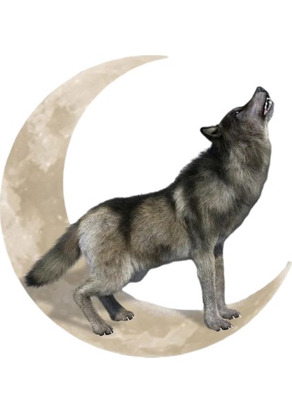 Metal Kurt Uluyan Heykel Duvar Dekor Sanat Moon Home Patio Oturma Odası 30X30 (Yurt Dışından)